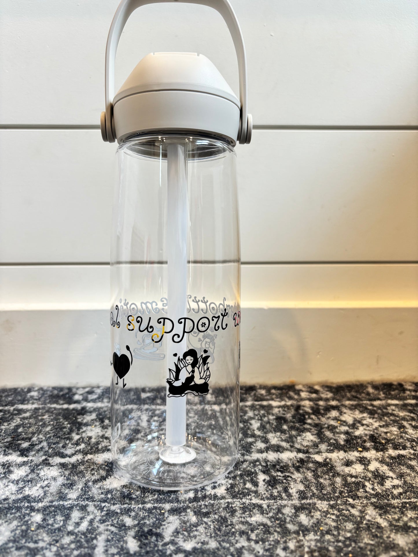 "Emotional support" - Flip straw water bottle